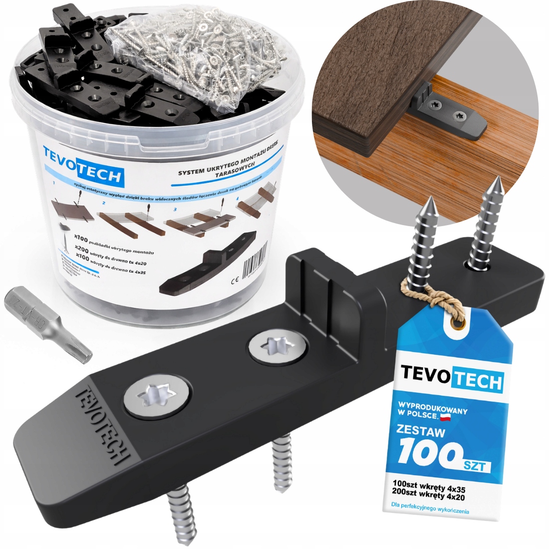 Systém Skryté Montáže Terasových Prken 401 El. Šrouby Nerezová Ocel A2