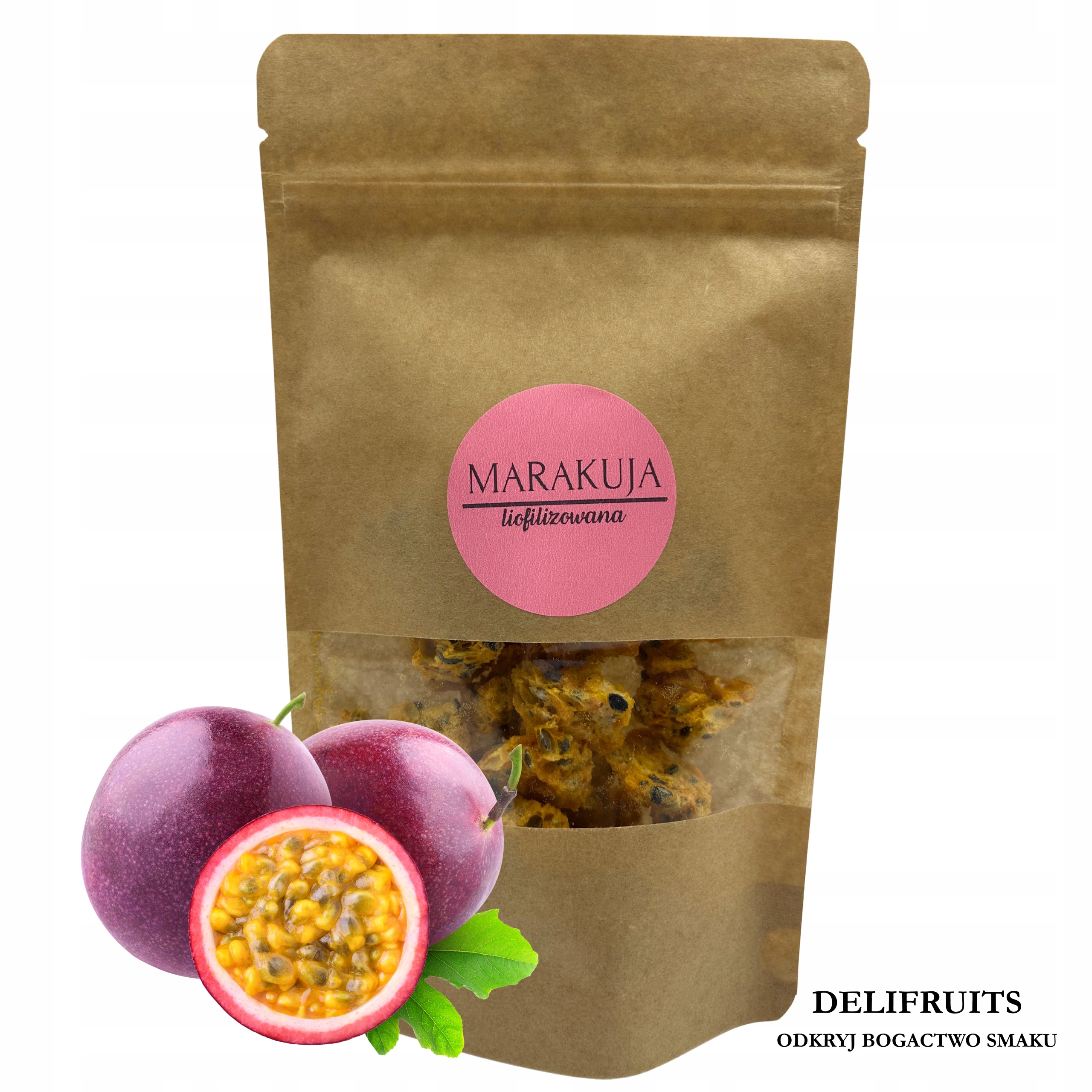 Marakuja Liofilizowana 500G Grys Zdrowe Chrupiące Liofilizowane Delifruits