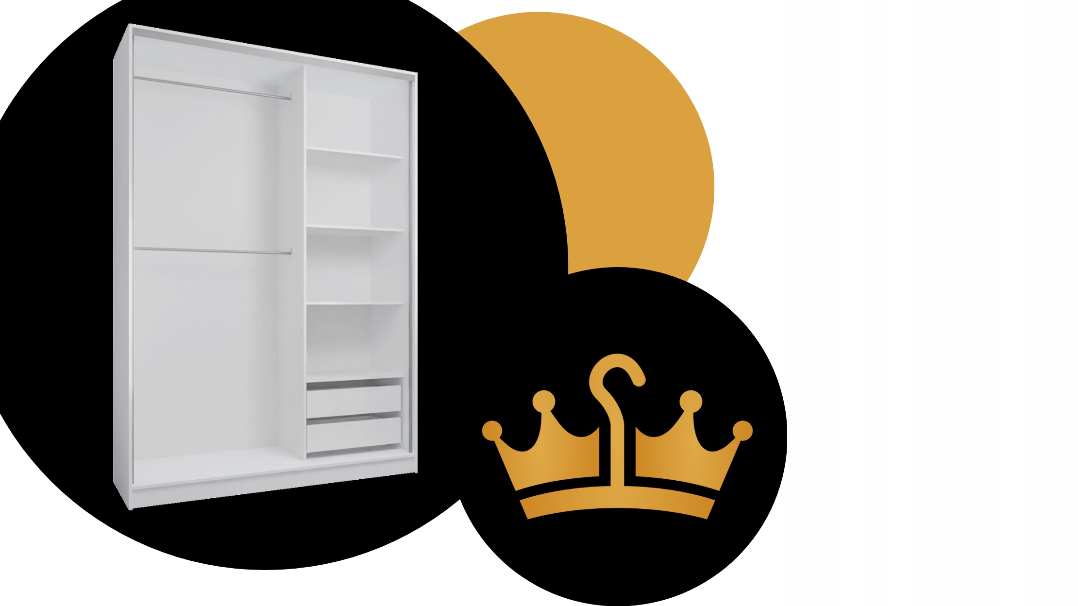 SZAFA PRZESUWNA GARDEROBA ROSSI 170 x 250 CM BIAŁA LACOBEL BIAŁY - LUSTRO Szerokość mebla 170 cm