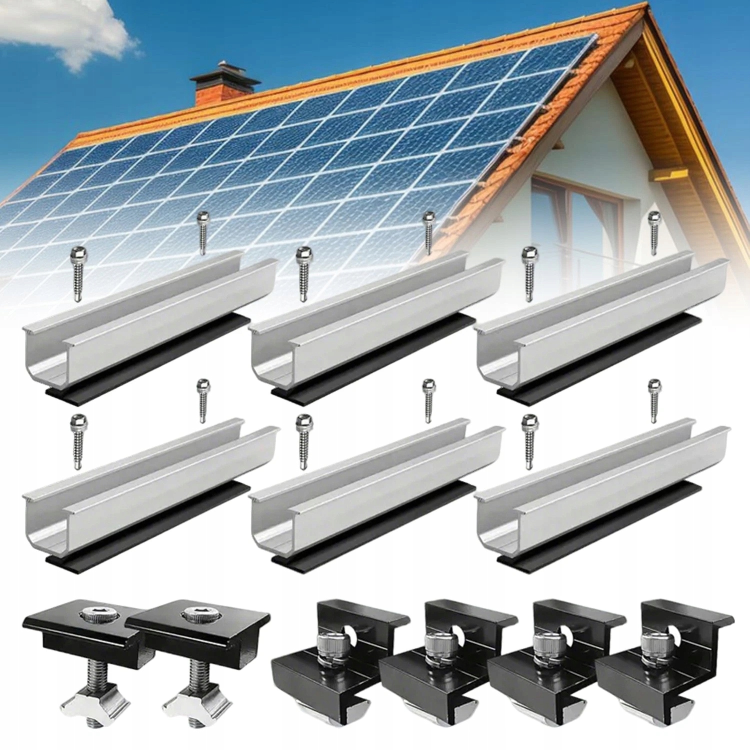 Uchwyty Aluminiowa do paneli fotowoltaicznych Pv Klamry 12szt.