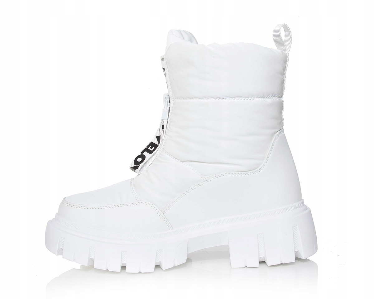 Obuwie buty zimowe Śniegowce damskie Białe trapery na platformie Ciepłe Rozmiar 38-39