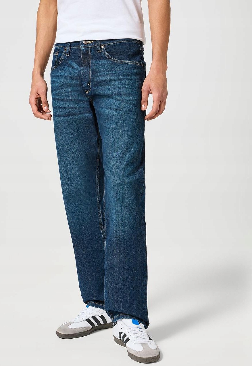 Wrangler Pánské Džíny Jednoduché Modré S Oděrkami 30/32 6FA