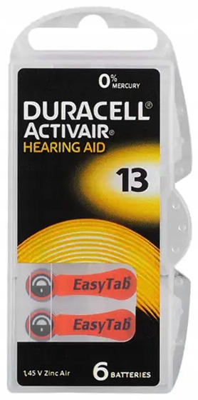 

30x Bateria Słuchowa Duracell 13 PR48 Baterie