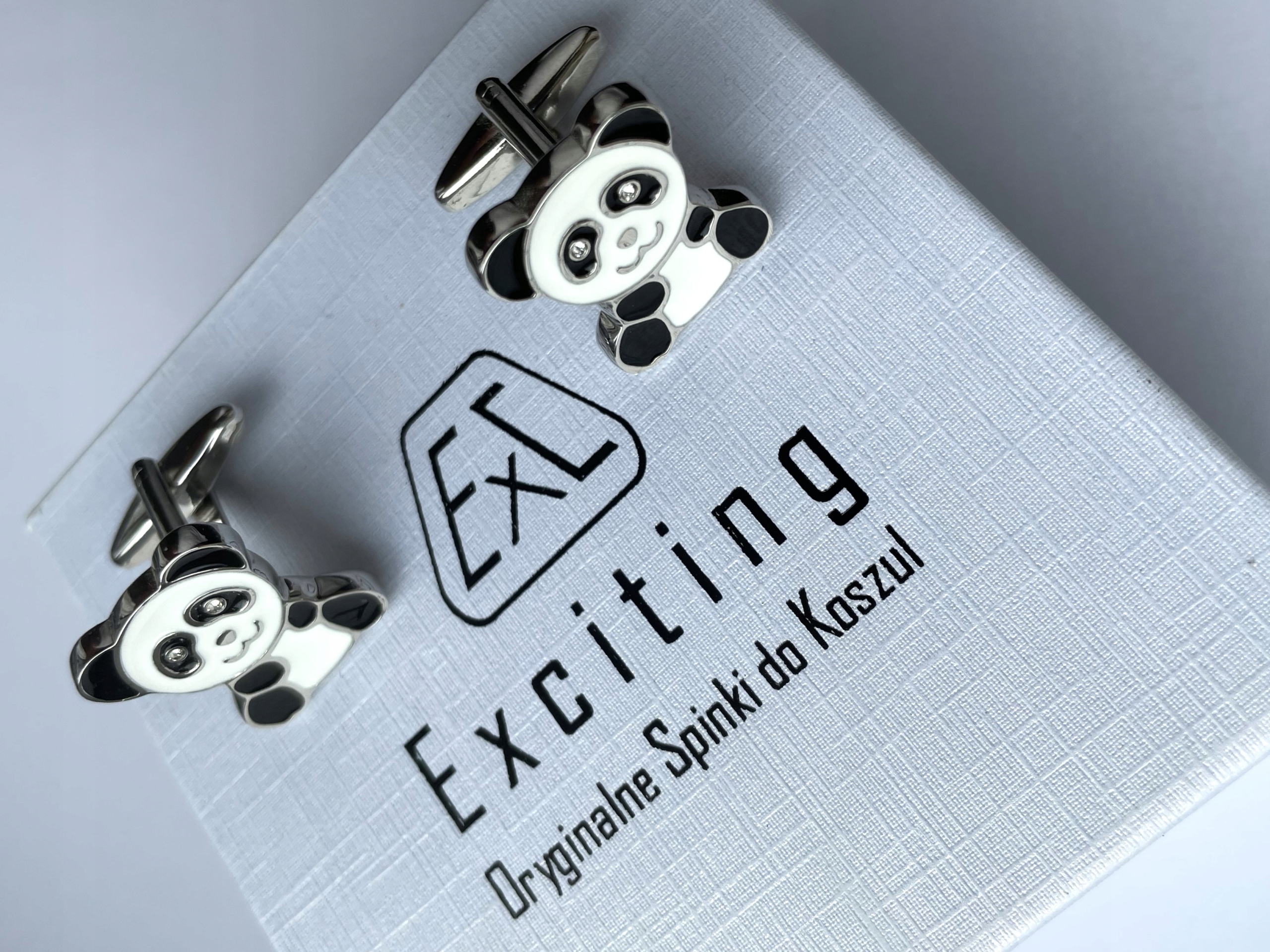 Stříbrné manžetové knoflíčky Exc Medvídek Panda Medvídek Medvídek Leniuszek