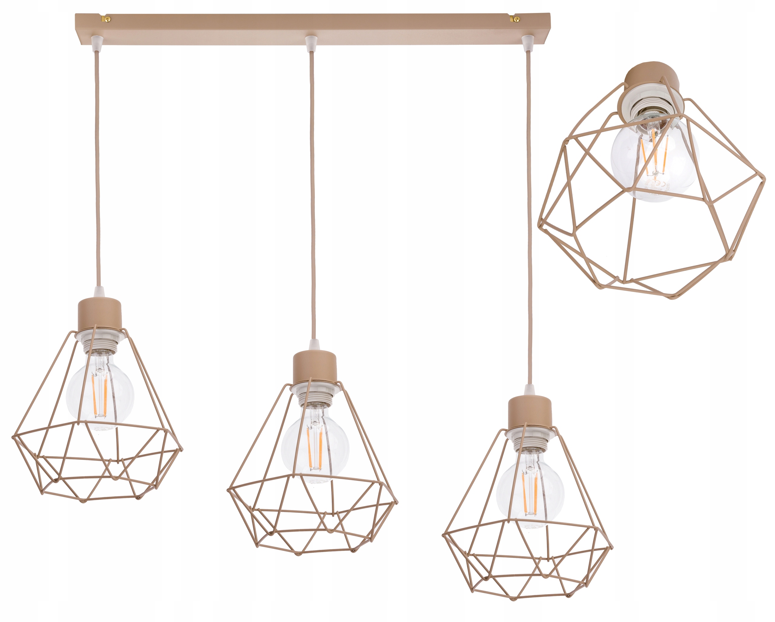 Závěsná Lampa Zwis Stropní Lustr Diamant na E27 Kašmír béžová ecru