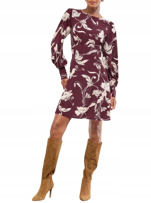 Lipsy Petite Fit Květiny Šaty burgundské velikost 38