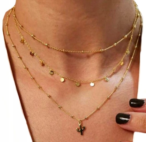 

Naszyjnik złoty długi Celebrytka kolia Kaktus