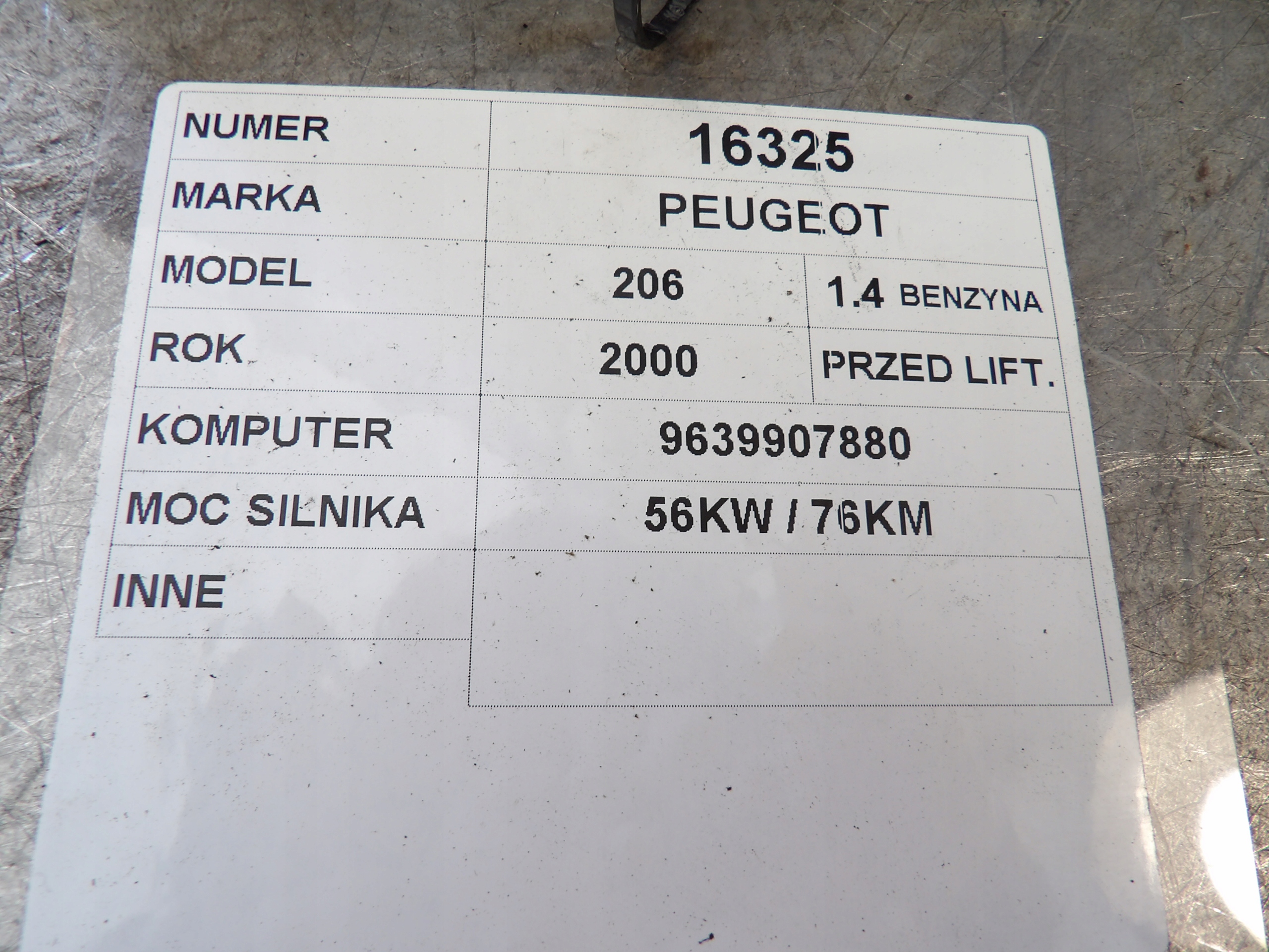 Peugeot 206 computer, control unit 9639907880 IAW1AP.81