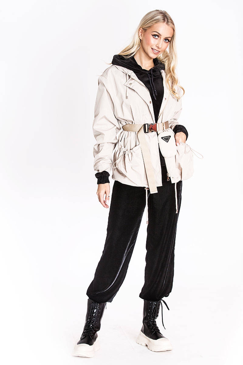 Tenká Bunda S Kapucí AG3-03 Béžová S (36)