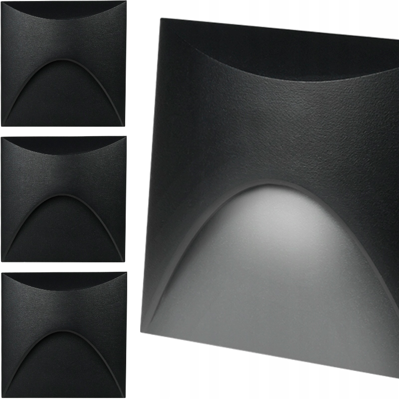3x Lampki Oprawy Schodowe Led Z Kwadrat Aluminium Klatka Taras Balkon IP65