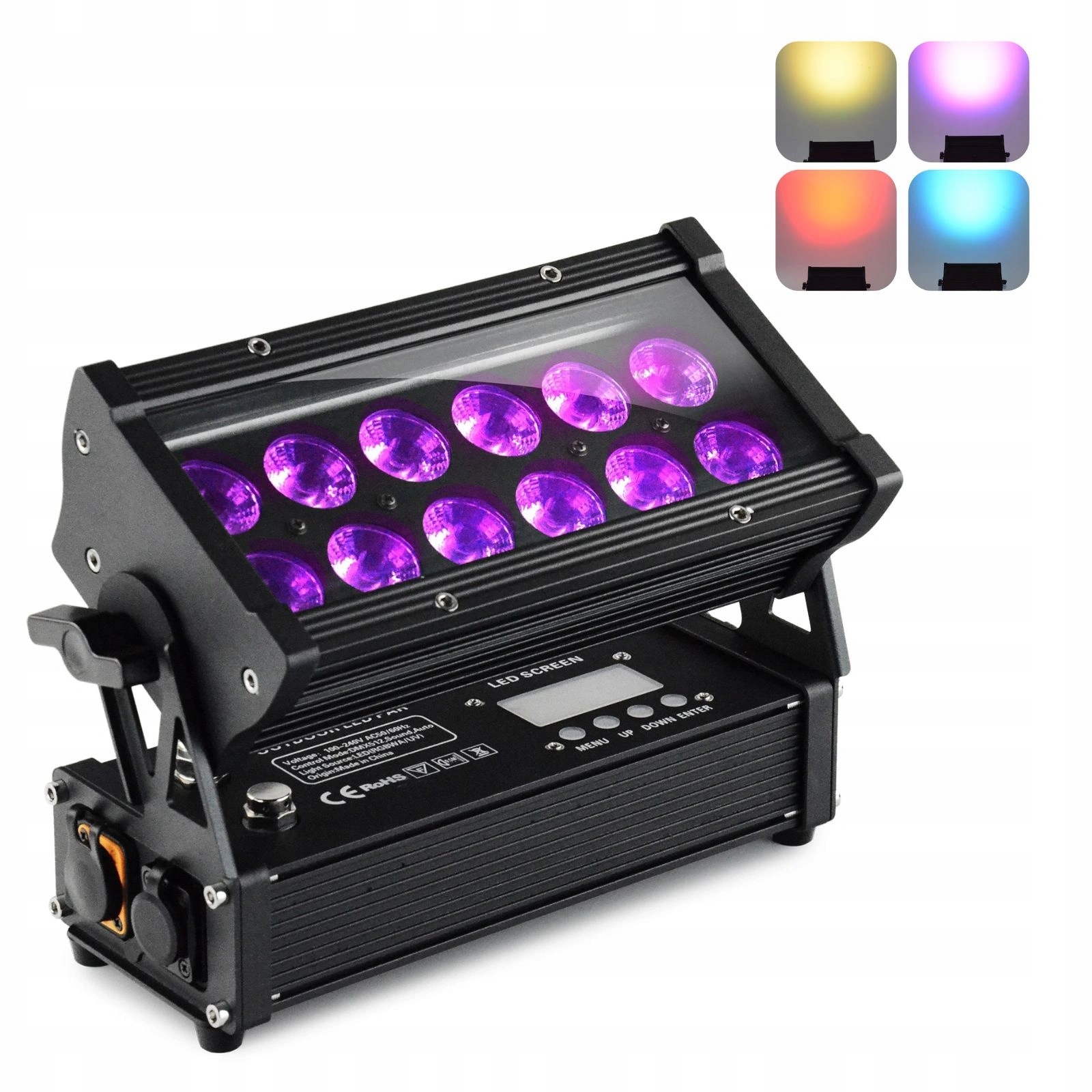 Reflektor oświetlacz 12x15W RGBW+ UV LED IP66 DMX Lucendi