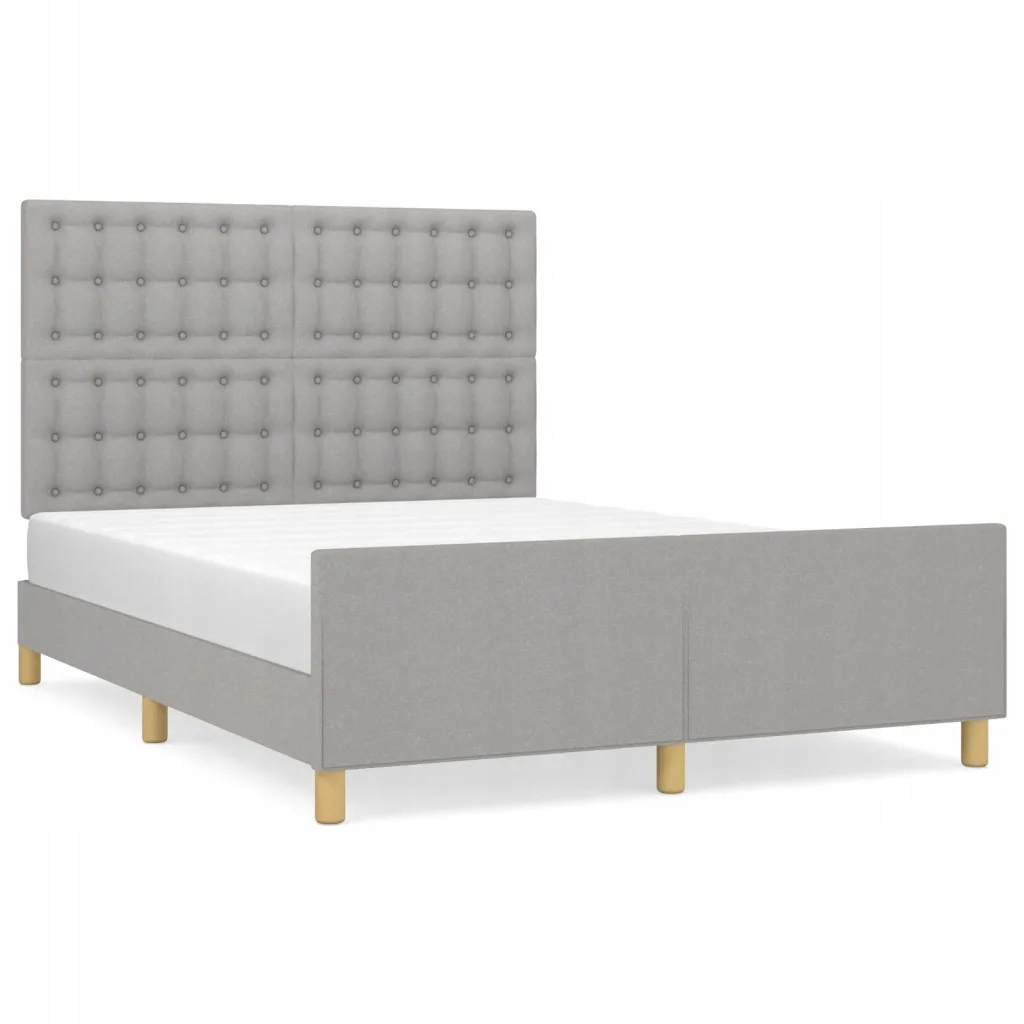 Rám postele s opěrkou hlavy světle šedý 203 x 146 x 118/128 cm