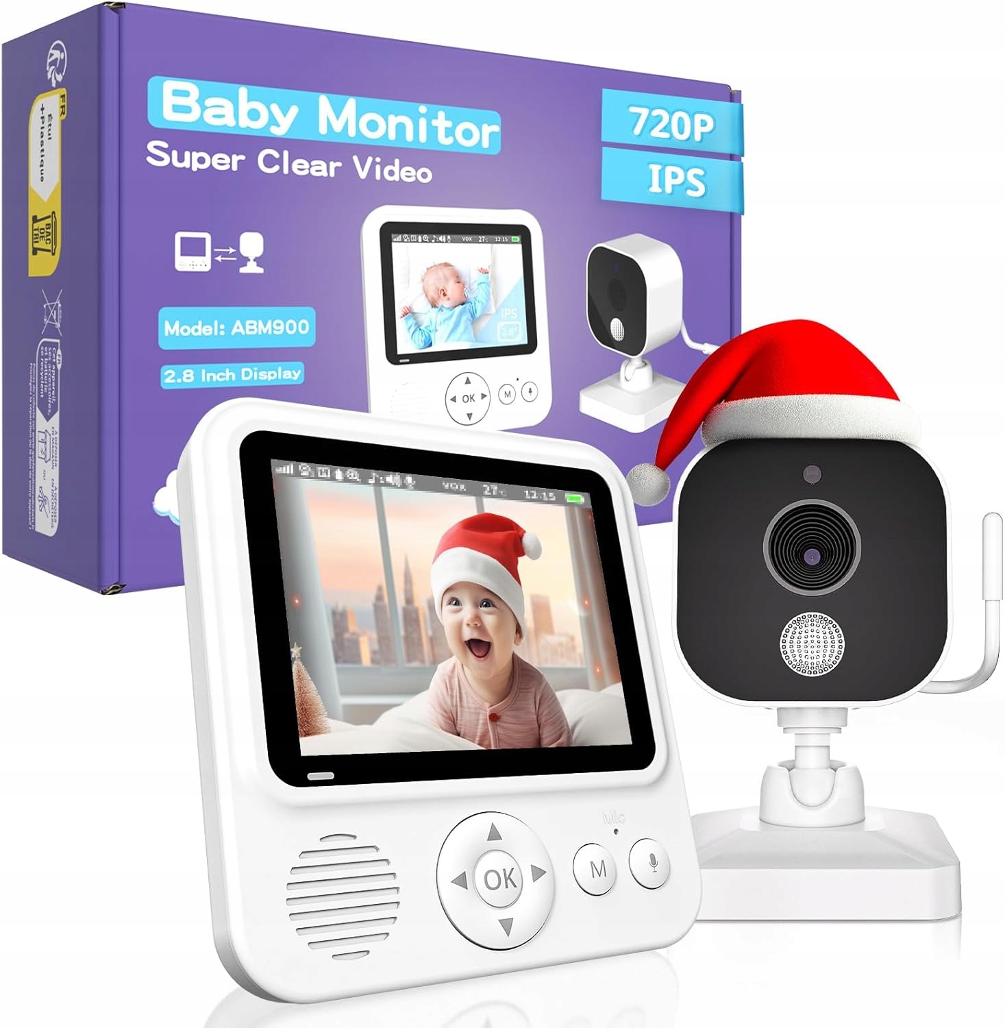 Obvhnua Niania Kamera 720P Ips Bez WiFi Vox Tryb Nocny czujnik temperatury