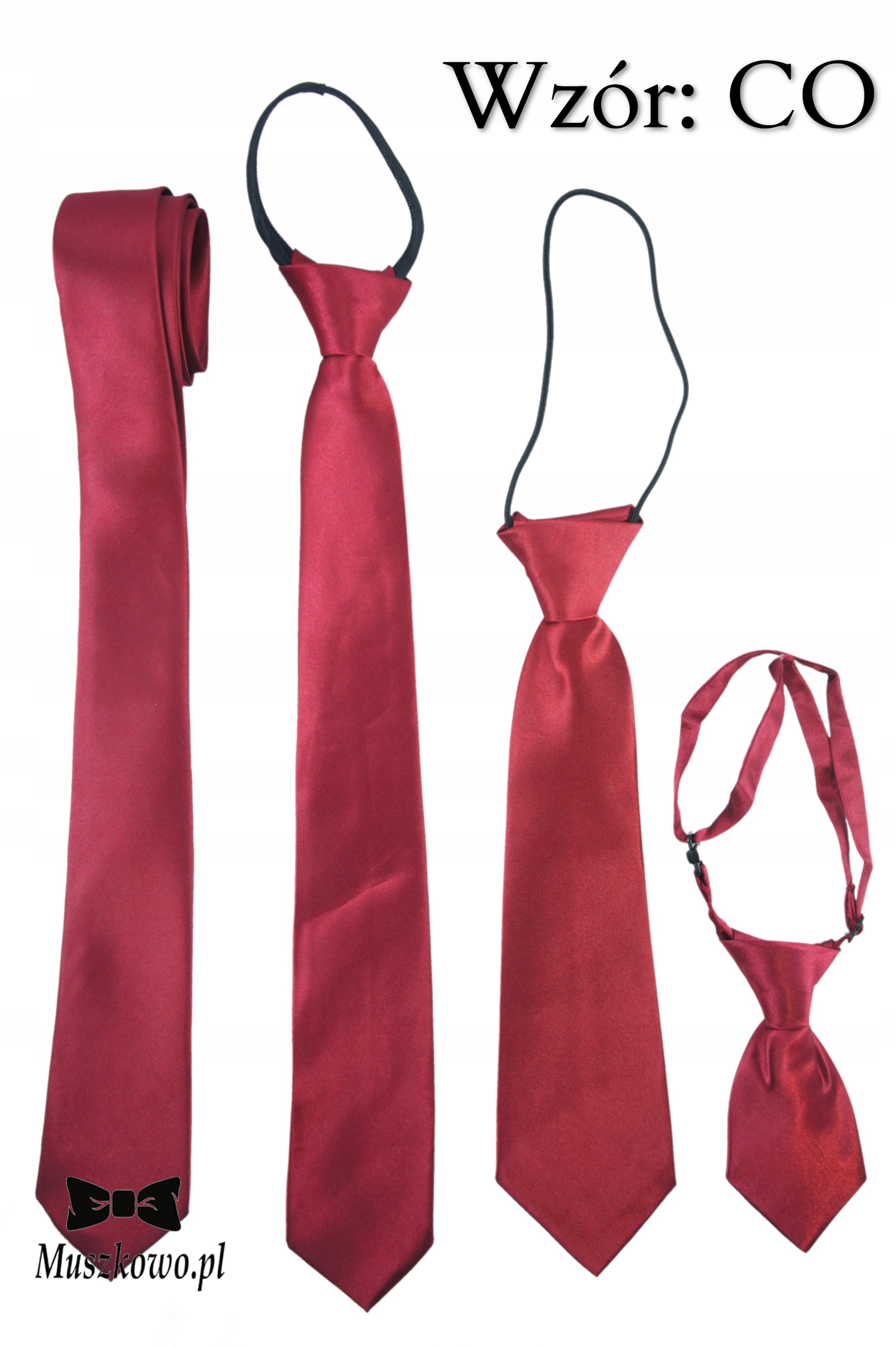 Bordowy Krawat dla chłopaka na zamku na komunię wesele Materiał dominujący satyna