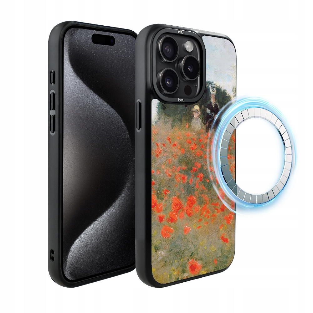 Pouzdro pro iPhone 15 Pro Ibizu DropGuard Matt s MagSafe, pole máků