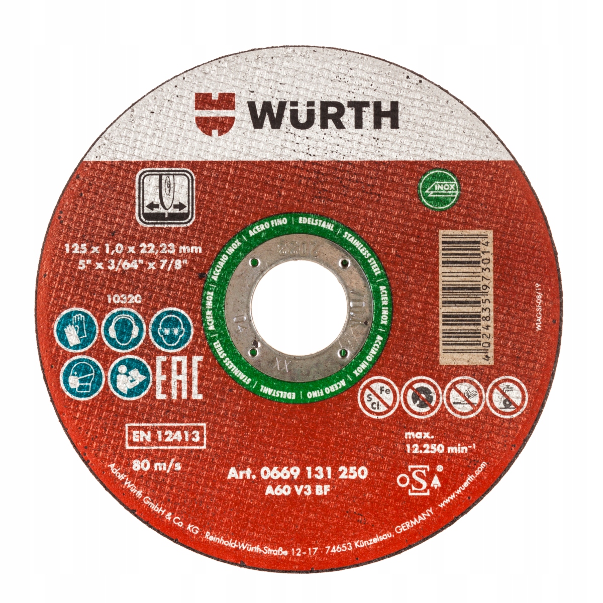 

Wurth Tarcza Do Cięcia Metalu Stali A2 125x1