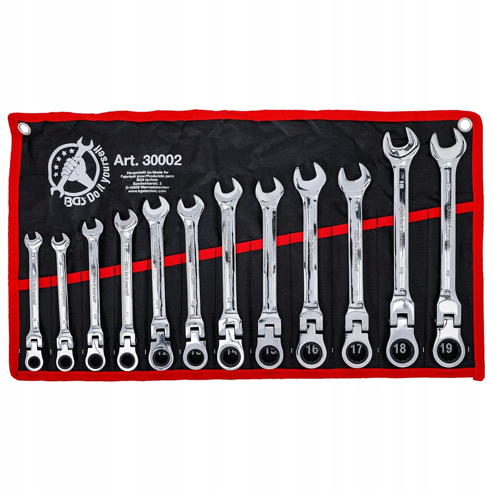 Sada 12 plochých kľúčov s račňou 8-19 mm, Bgs Diy 30002