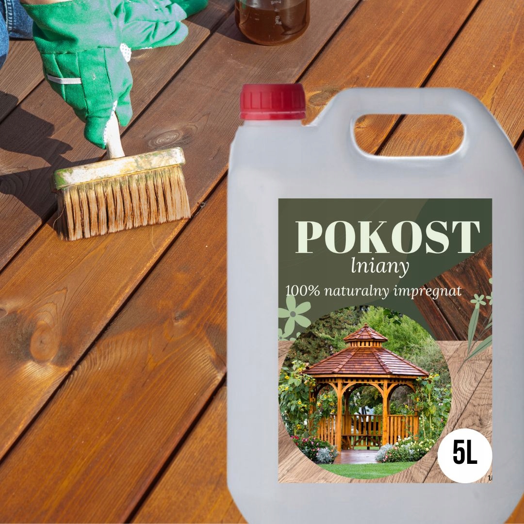 Pokost lniany 5l naturalny impregnat do drewna desek tarasów ławek Polski