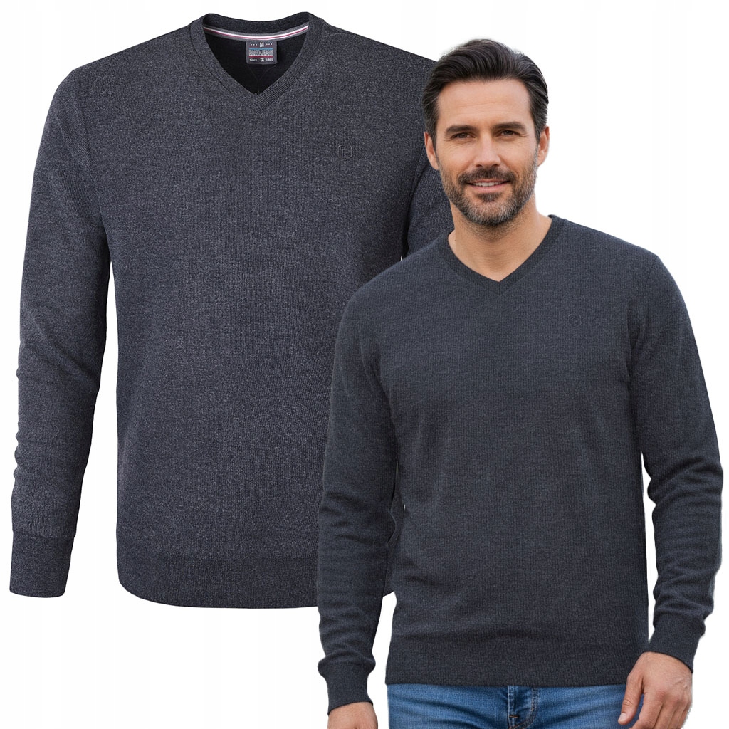 Pohodlná pánská mikina bez kapuce , Grafitová melanž, 3XL Pako Jeans