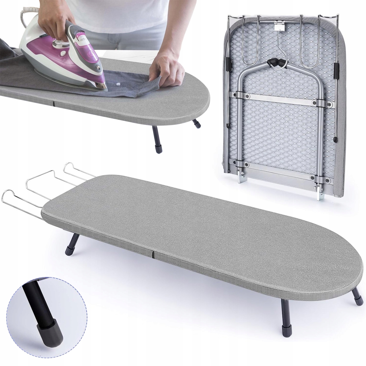 Levně Skládací Žehlicí Prkno Se Čtyřmi Nohami, Kovový Povrch