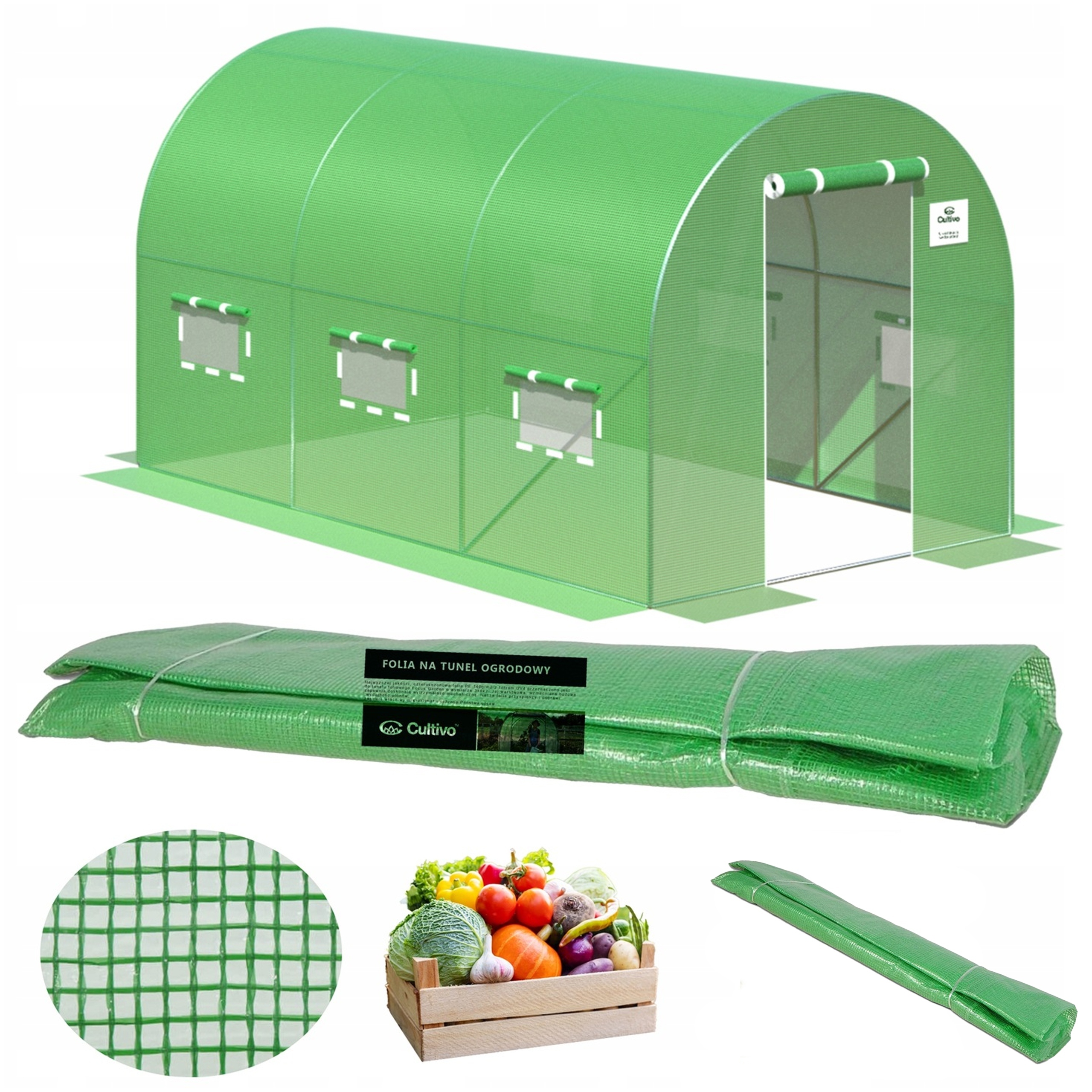 Fólie Náhradní pro Zahradní Tunel Skleník 2x4x2 Zelená UV4 Silná Bonus