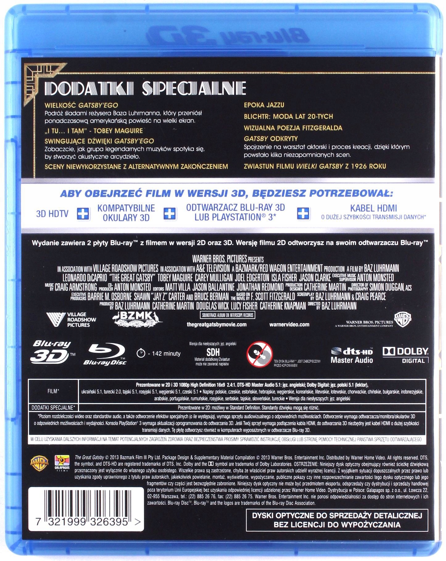 WIELKI GATSBY 3D (BLU-RAY 3D) Rodzaj wydania Wydanie pełne