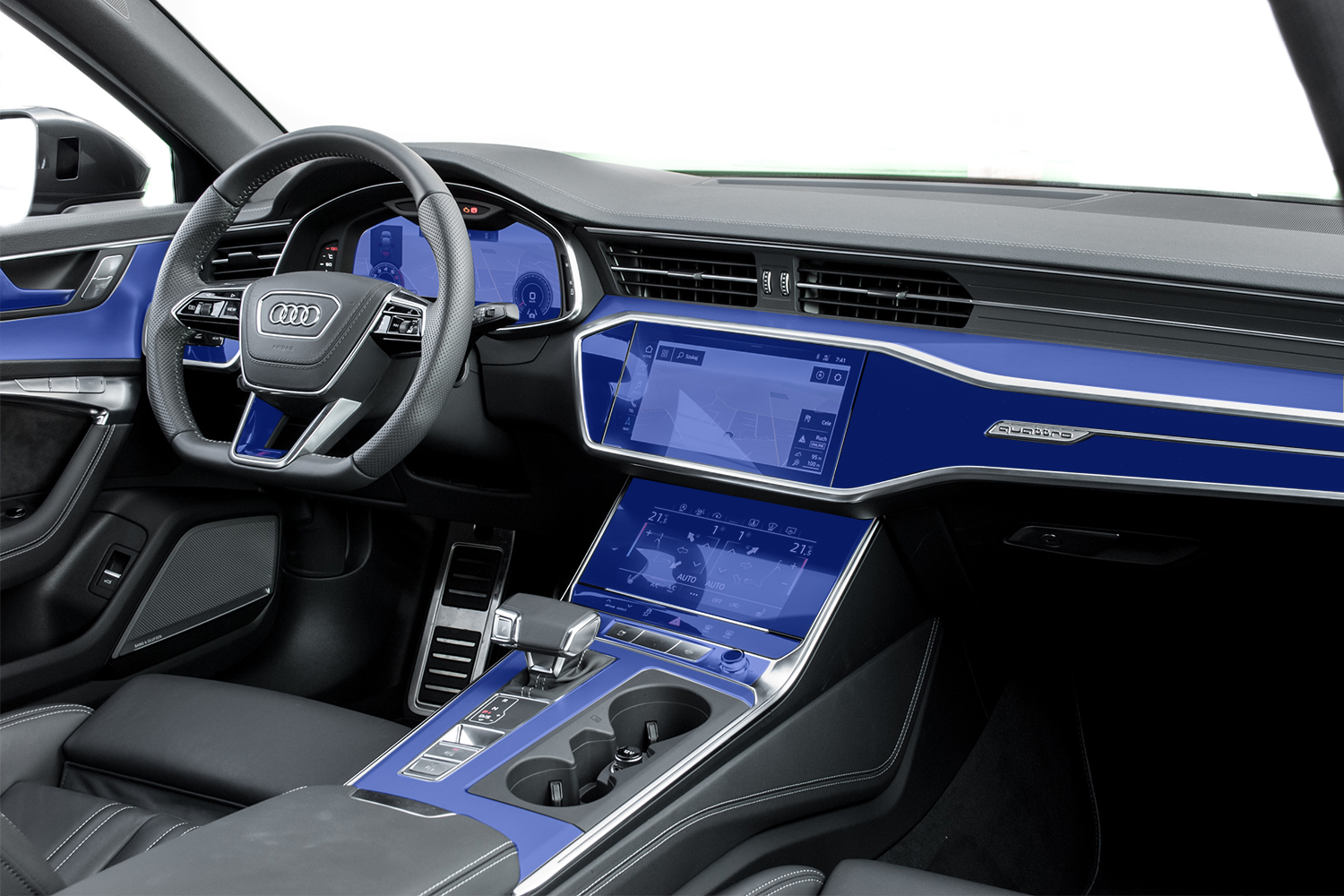 Ochranná fólia Ppf na interiér Audi A7/S7 C8 – Priehľadná ochrana interiéru