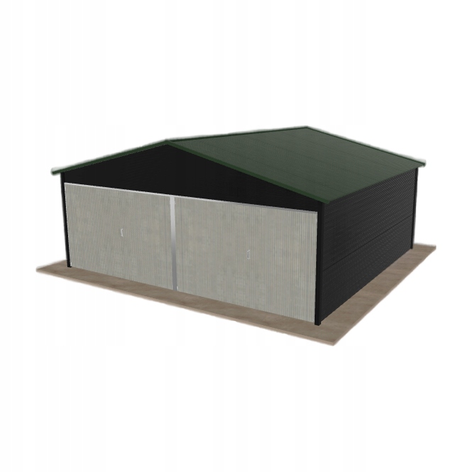 Plechová garáž 6 x 5.5 m, dvoupolohová, dvoupolohová, černá