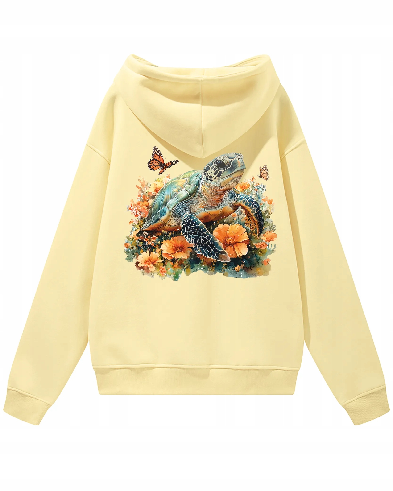 s kapucí Oversize mikina Turtle Nature and Harmony, barevná vanilková, velikost XL