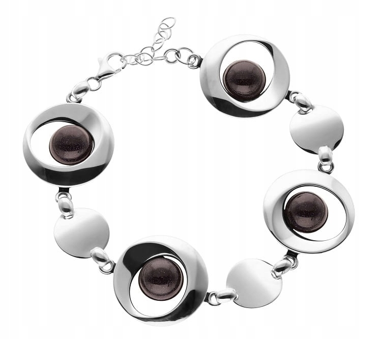 Stříbrný náramek Ag 925 oxidovaný s kameny SG-371-BR-S-P