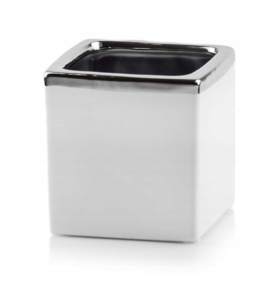 OSŁONKA DONICZKA CERAMICZNA BIAŁA KWADRAT OZDOBA