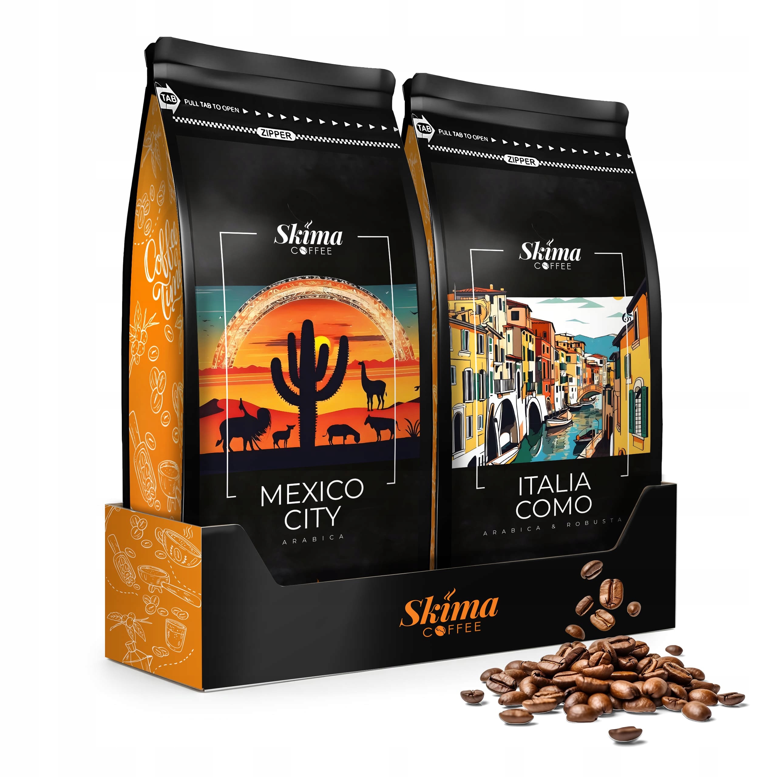 Levně Káva zrnková 1kg x2 Italia Como/mexico City Čerstvá do kávovaru Dárek