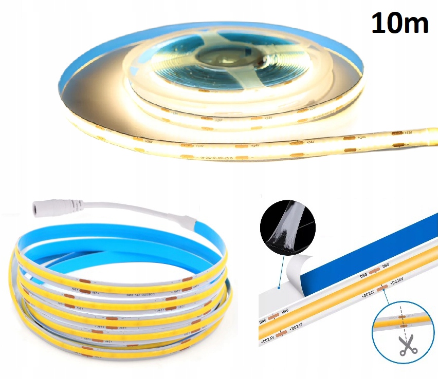 Led pásek Neon Cob 24V role 10 m 320/m 3000K Bílý Teplý 11W/m 8000 lm 8MM