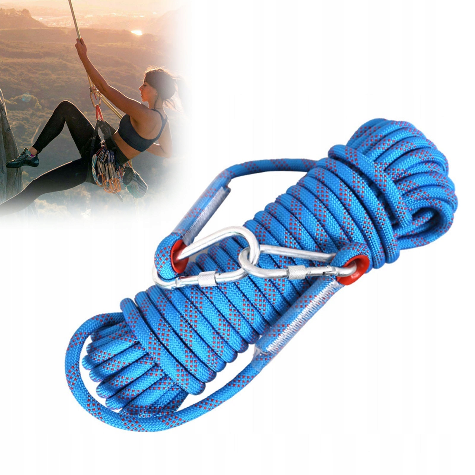 Lina kotwicząca 30m 10mm do wspinaczki asekuracyjna niebieska, niebieski