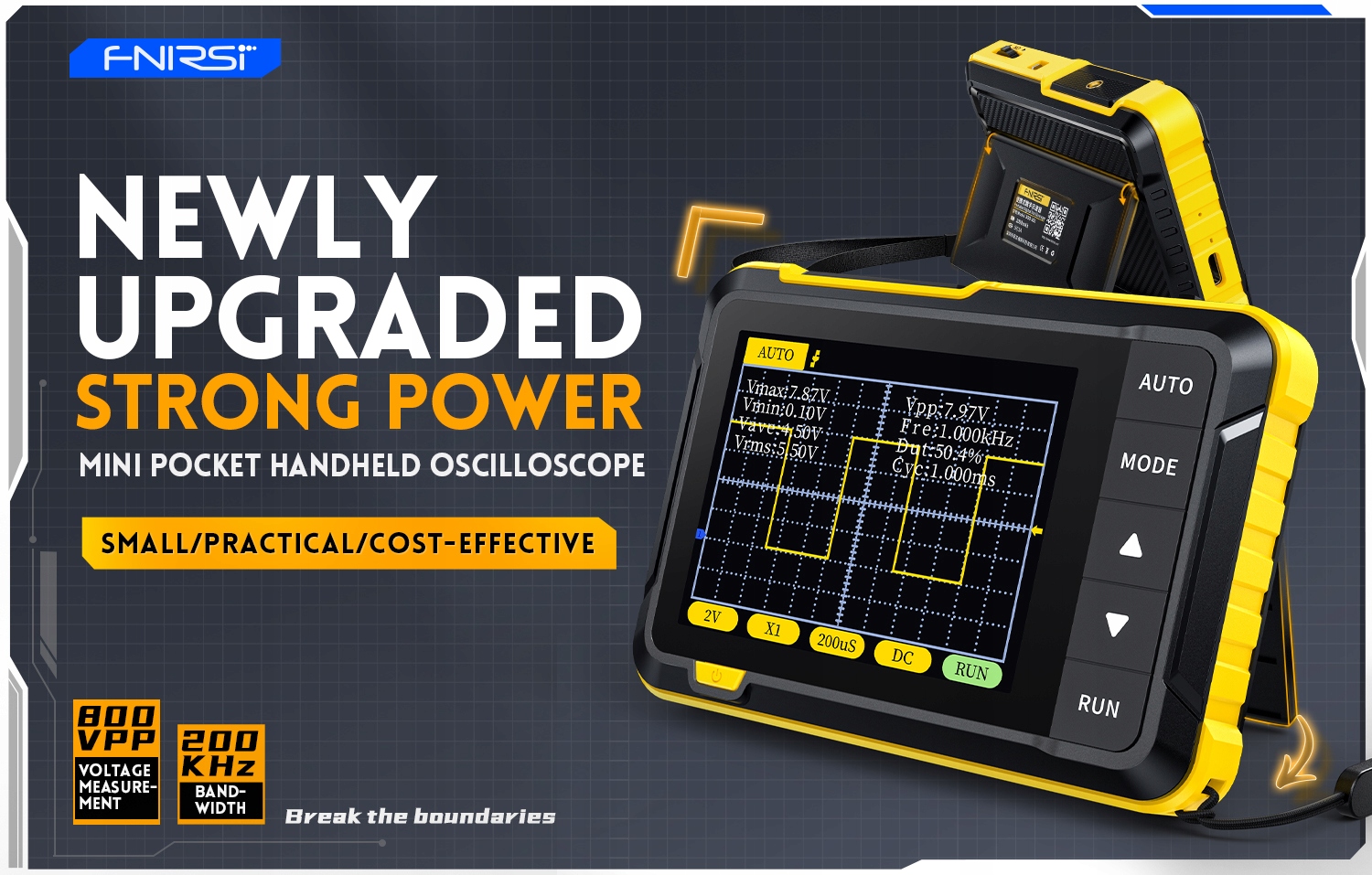 FNIRSI mini oscyloskop cyfrowy 2x200kHz 2,5MSa/s dwukanałowy LCD DSO152 Stan opakowania oryginalne