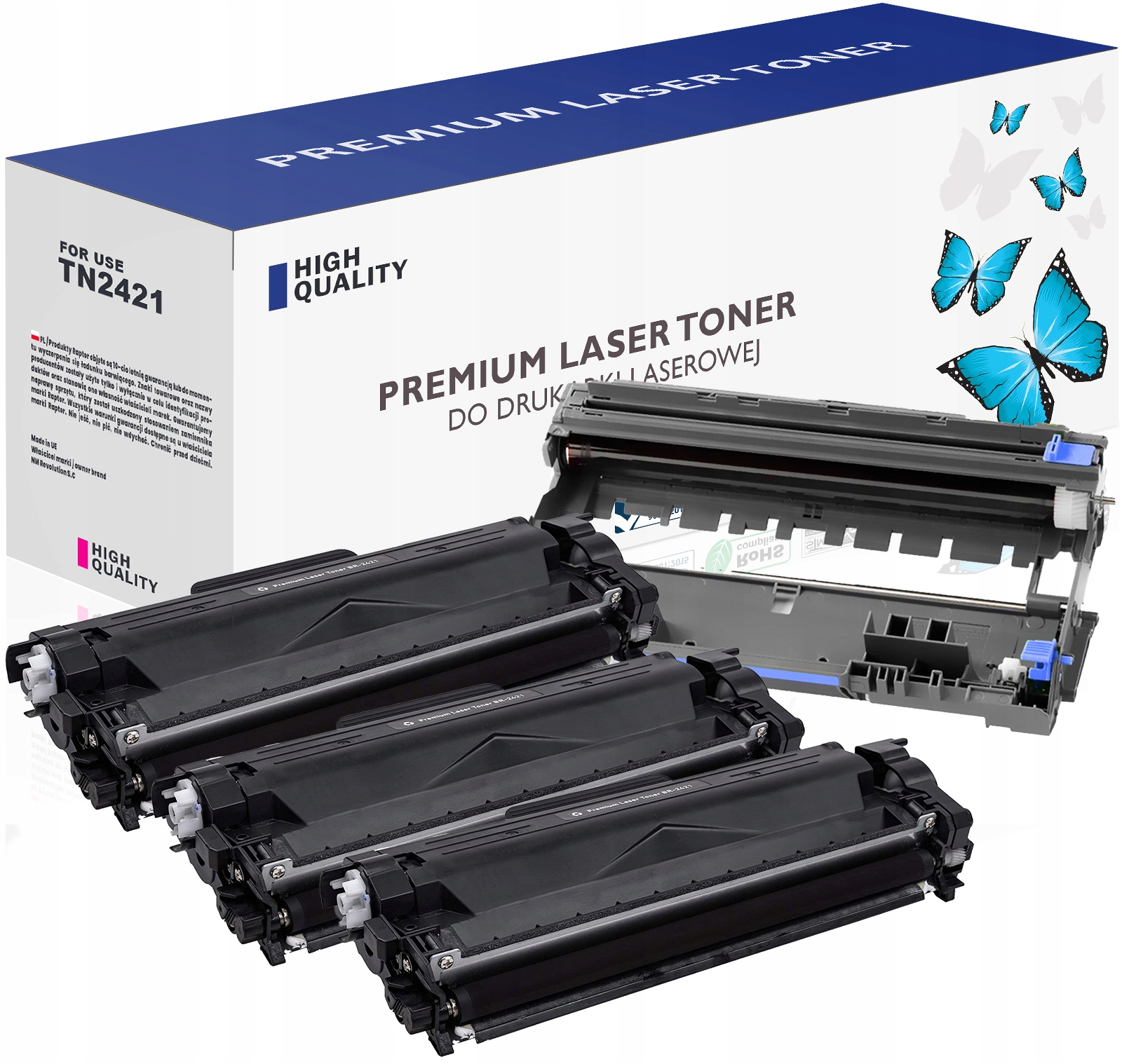 Zestaw zamienników 3x Toner TN2421 1x Bęben DR2401 drukarki Brother