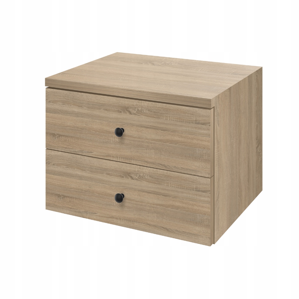 Noční stolek závěsný se dvěma zásuvkami a úchytkou, dub sonoma, šířka 40 cm
