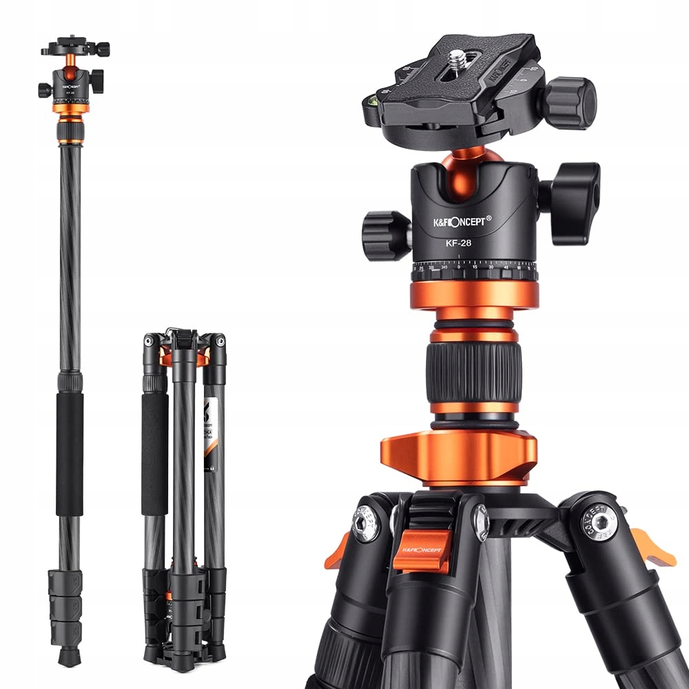 K&F CONCEPT Statyw Węglowy Kompaktowy Podróżny Z Funkcją Monopodu