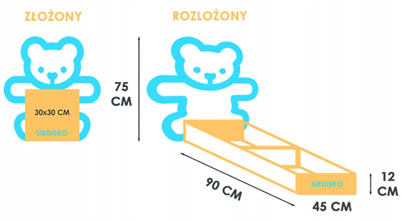 NIEBIESKIE KRZESEŁKO Z PODNÓŻKIEM DLA DZIECKA MIŚ Kod producenta Krzesełko