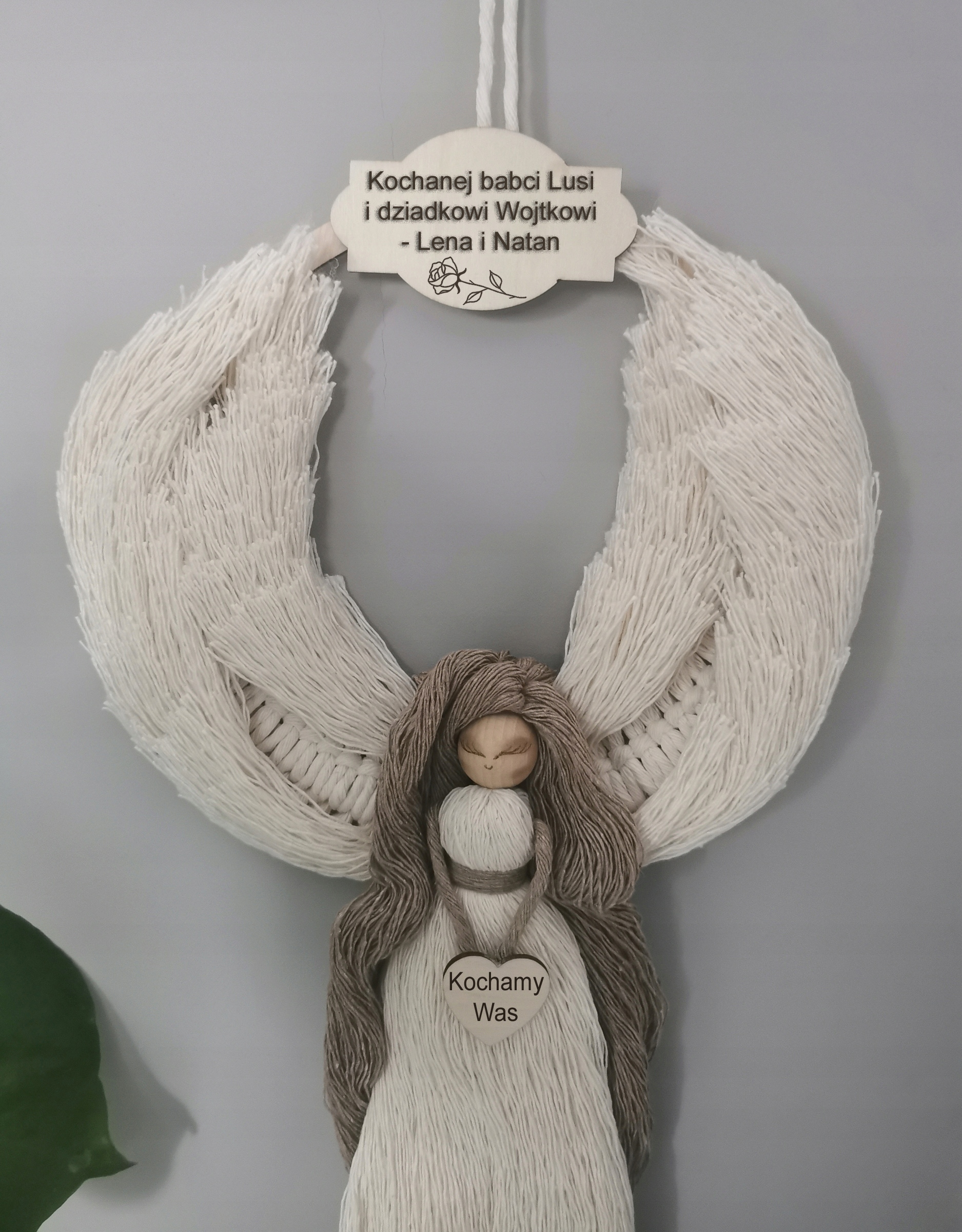 Anděl strážný Vlastní Nápis Makramé Den Babičky A Dědečka věnování