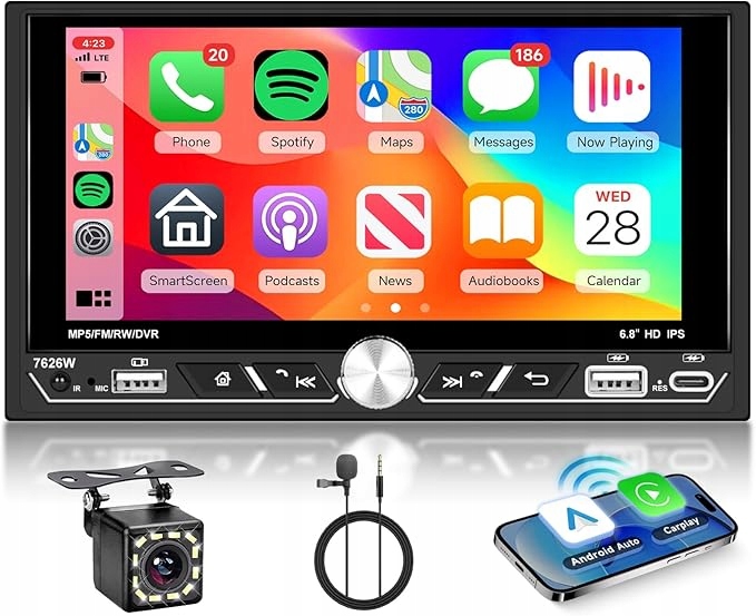 Automobilové Rádio 6,8 Palce Fm/am/rds 2USB/typ C Dotykový Displej