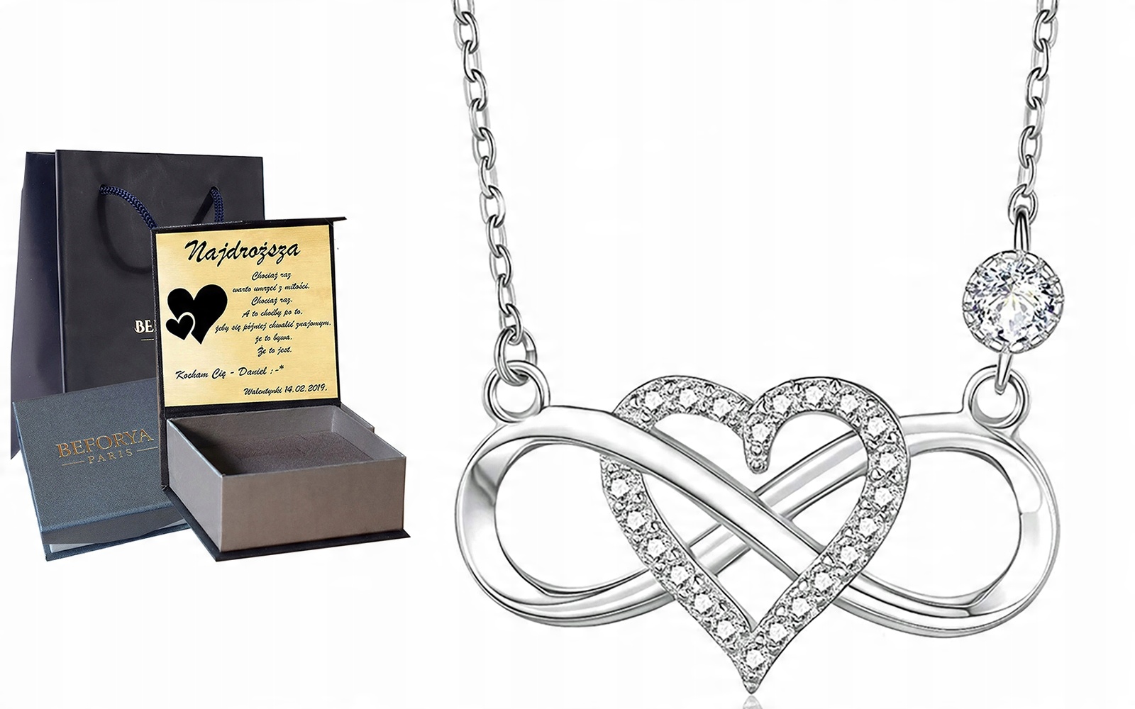 

Infinity Serce Srebrny Naszyjnik Swarovski Srebro