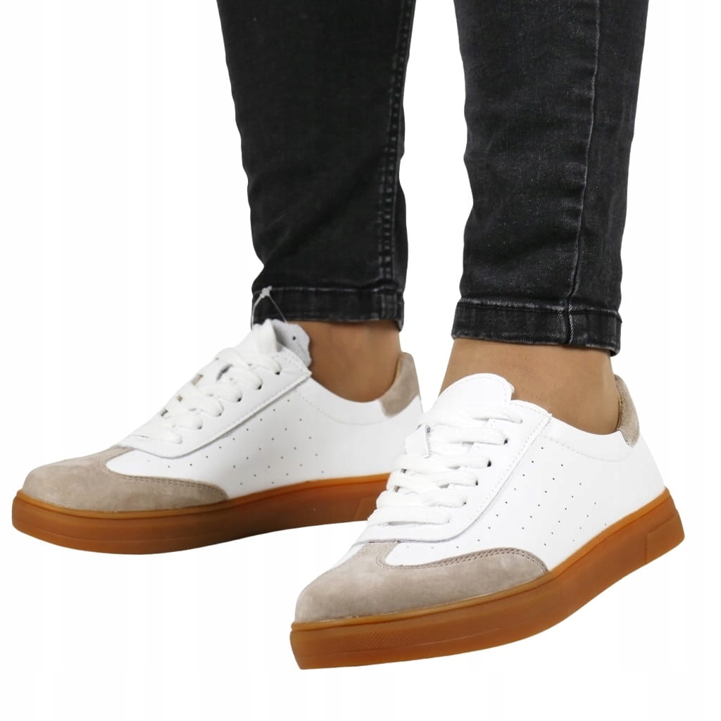 Bílé Béžové Tenisky, Dámské Polobotky Z Kůže, Módní A Pohodlný Top