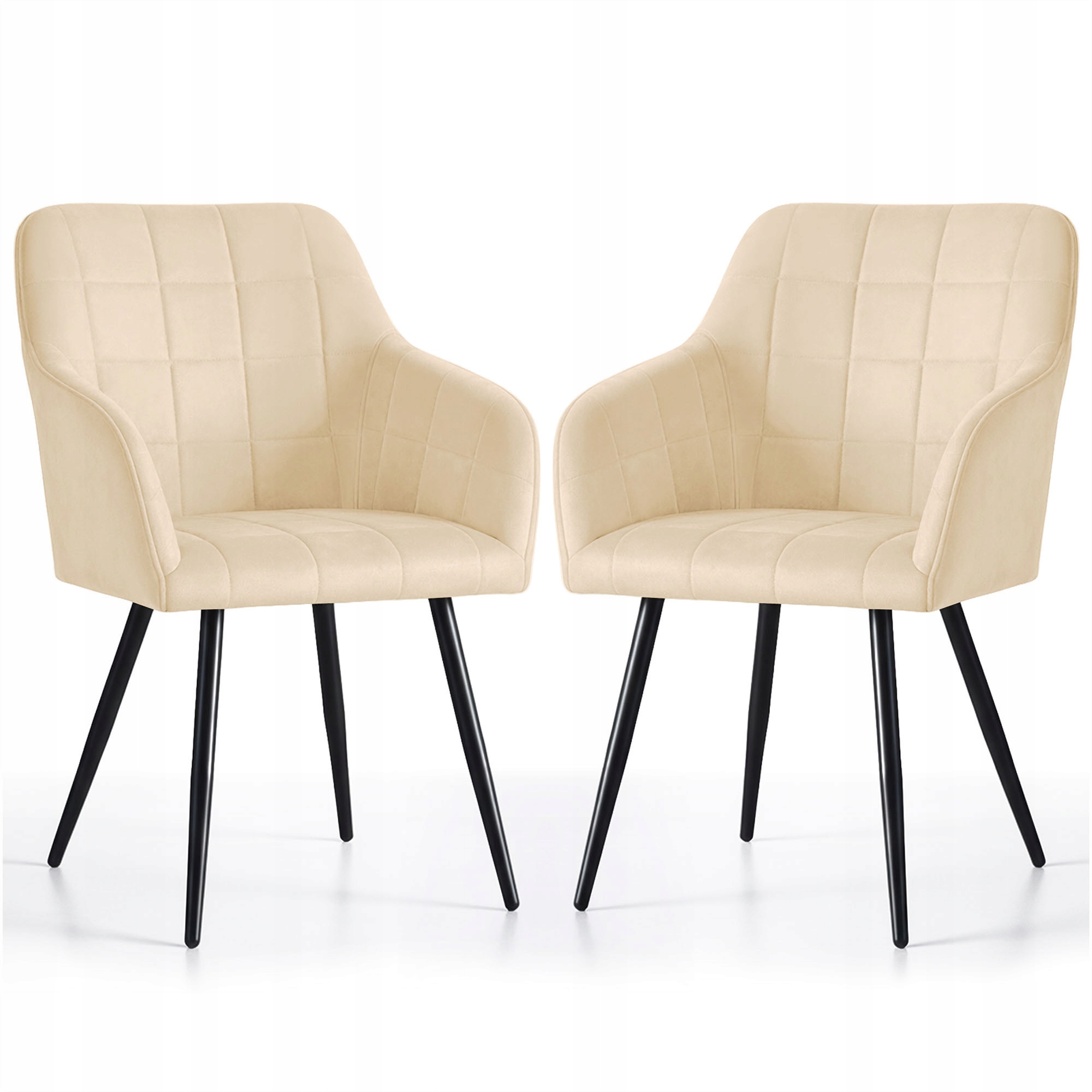 Čalouněné židle 2x Béžová 82x54x58 cm Velur Černé nohy Luxano