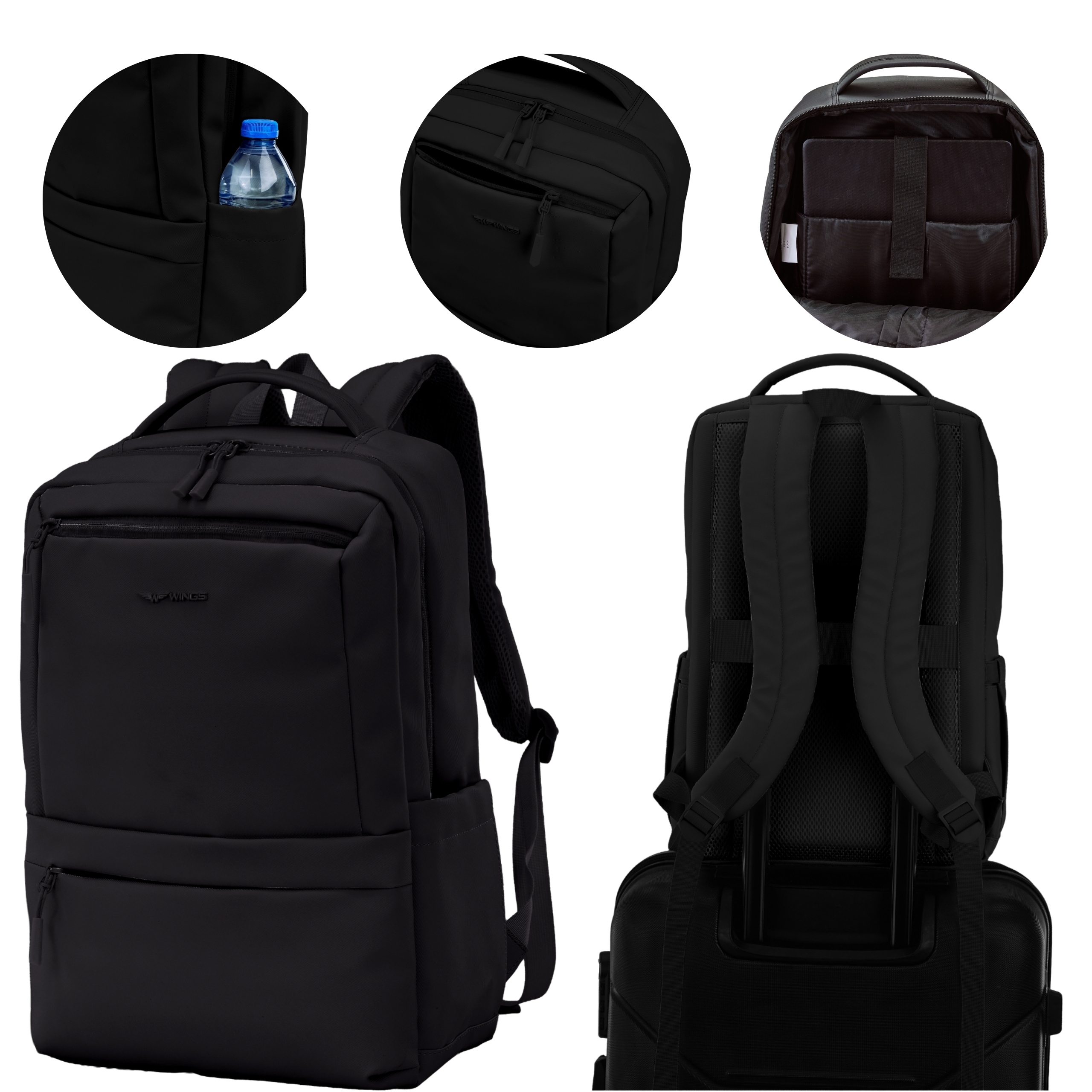 Plecak Wielofunkcyjny Wings Bagaż Podręczny Laptop 43X30X14 CBP003 Black