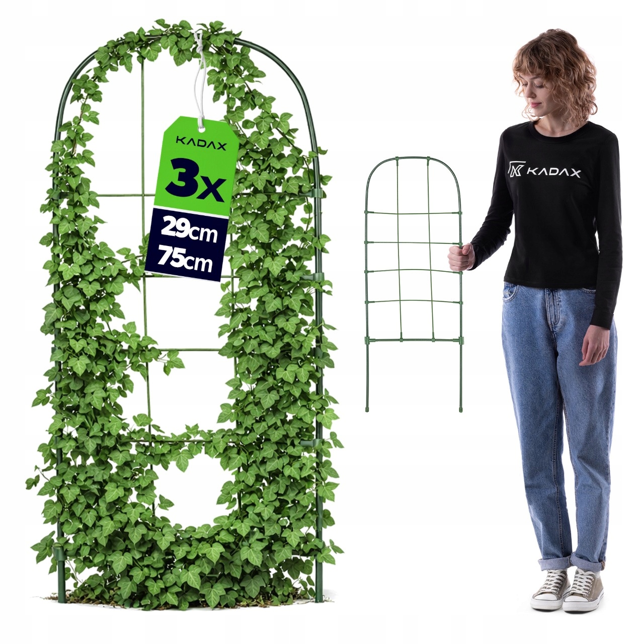 3 SZT PODPORA DO ROŚLIN 29x75cm KWIATÓW DRABINKA OGRODOWA METALOWA KRATKA