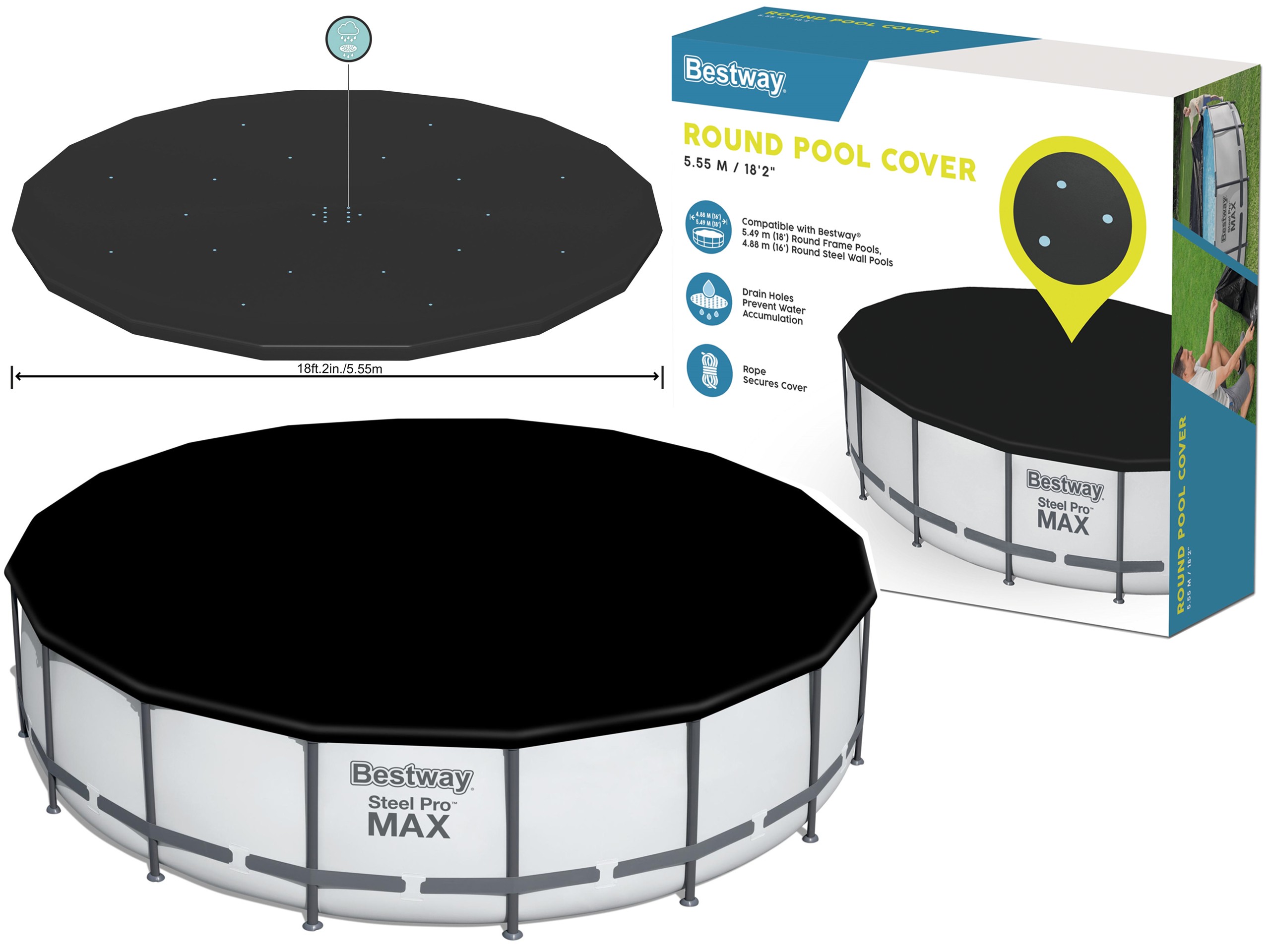 Pokrywa Na Basen 555cm plandeka na basen 18FT 58039 Ochrona Na Basen