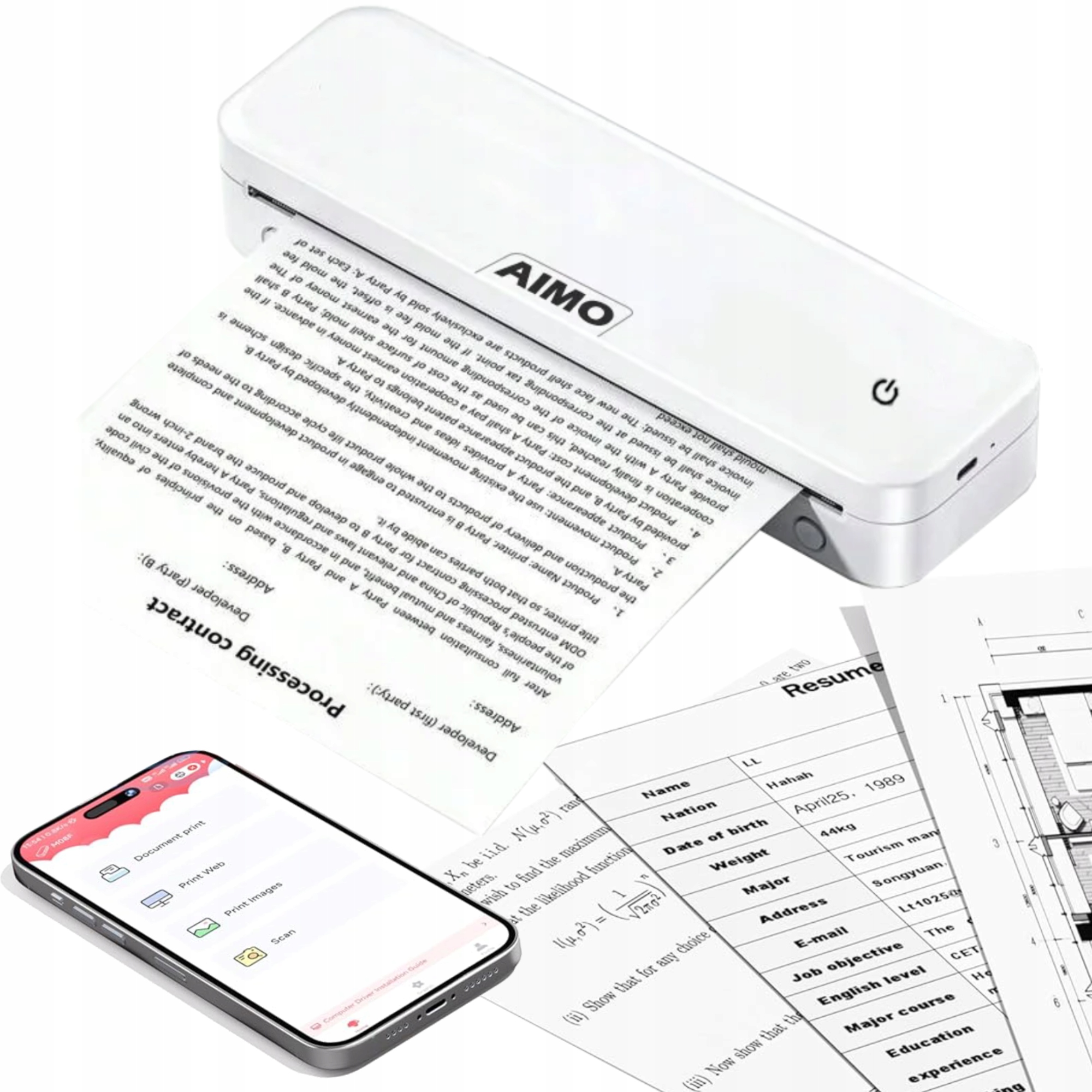 Prenosná termálna tlačiareň Aimo M831 Bt A4 bezdrôtová bez atramentu Bt