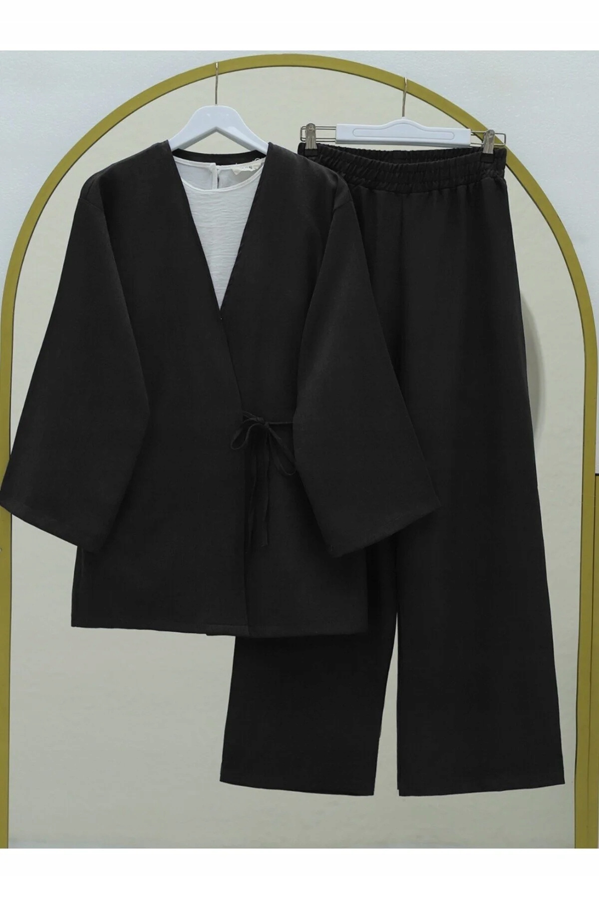 Černý Pánský Komplet Kimono A Kalhoty Se Zavazováním L/XL 5GA