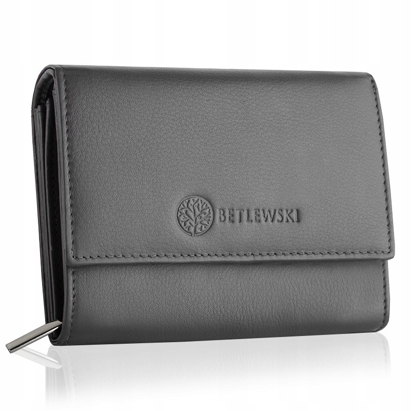 Betlewski skórzany Portfel damski ochrona Rfid zapięcie suwak